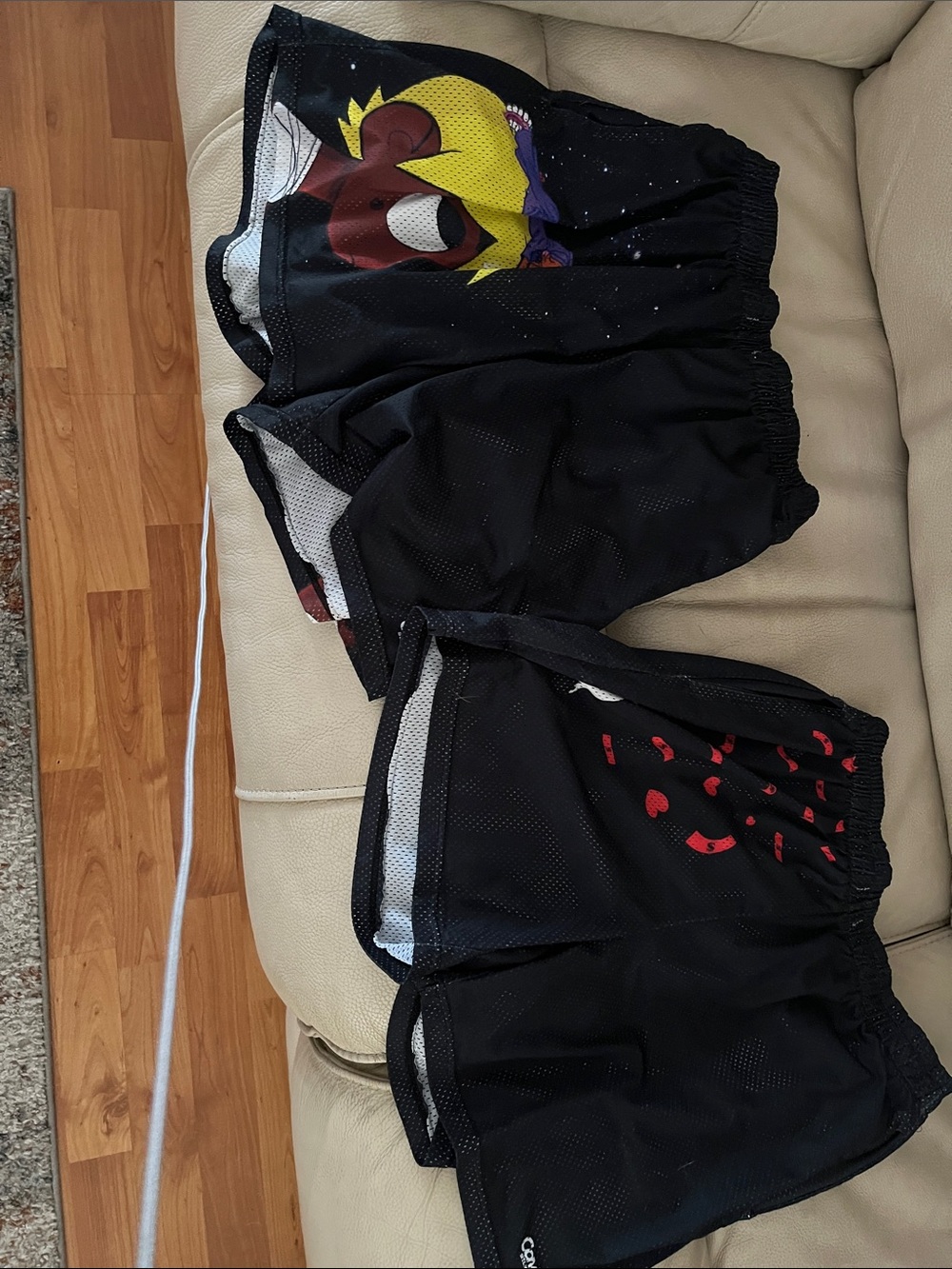 Men's Black Athletic Shorts with Graphic Detail